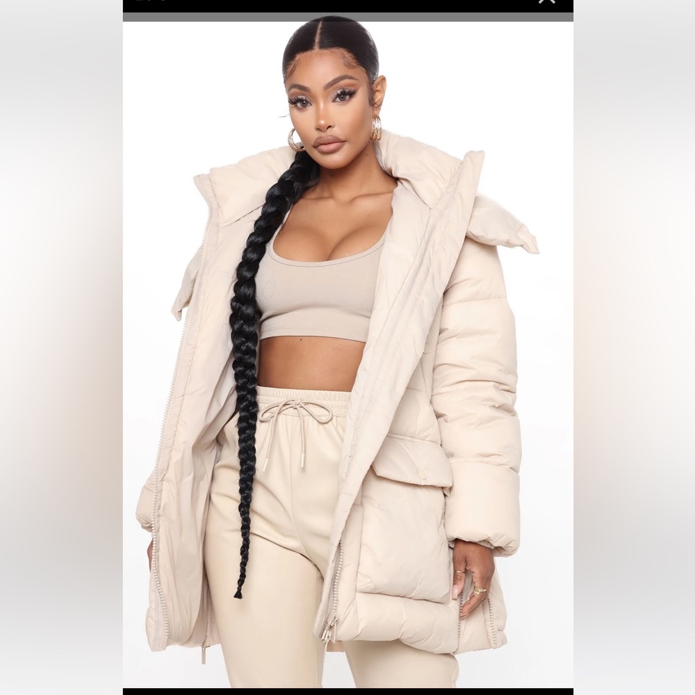 FashionNova puffer jacket - nude